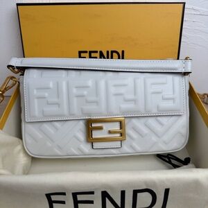 Fendi White and Gold Shoulder Bag